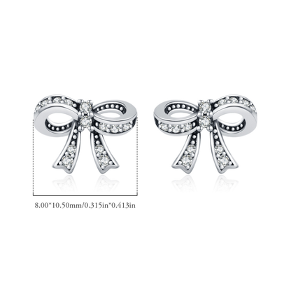 Vintage Bowknot CZ Stud Earrings
