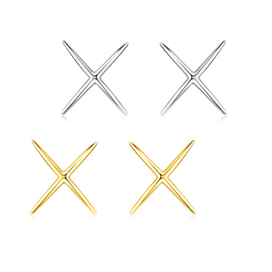 X Lines Minimalist Stud Earrings