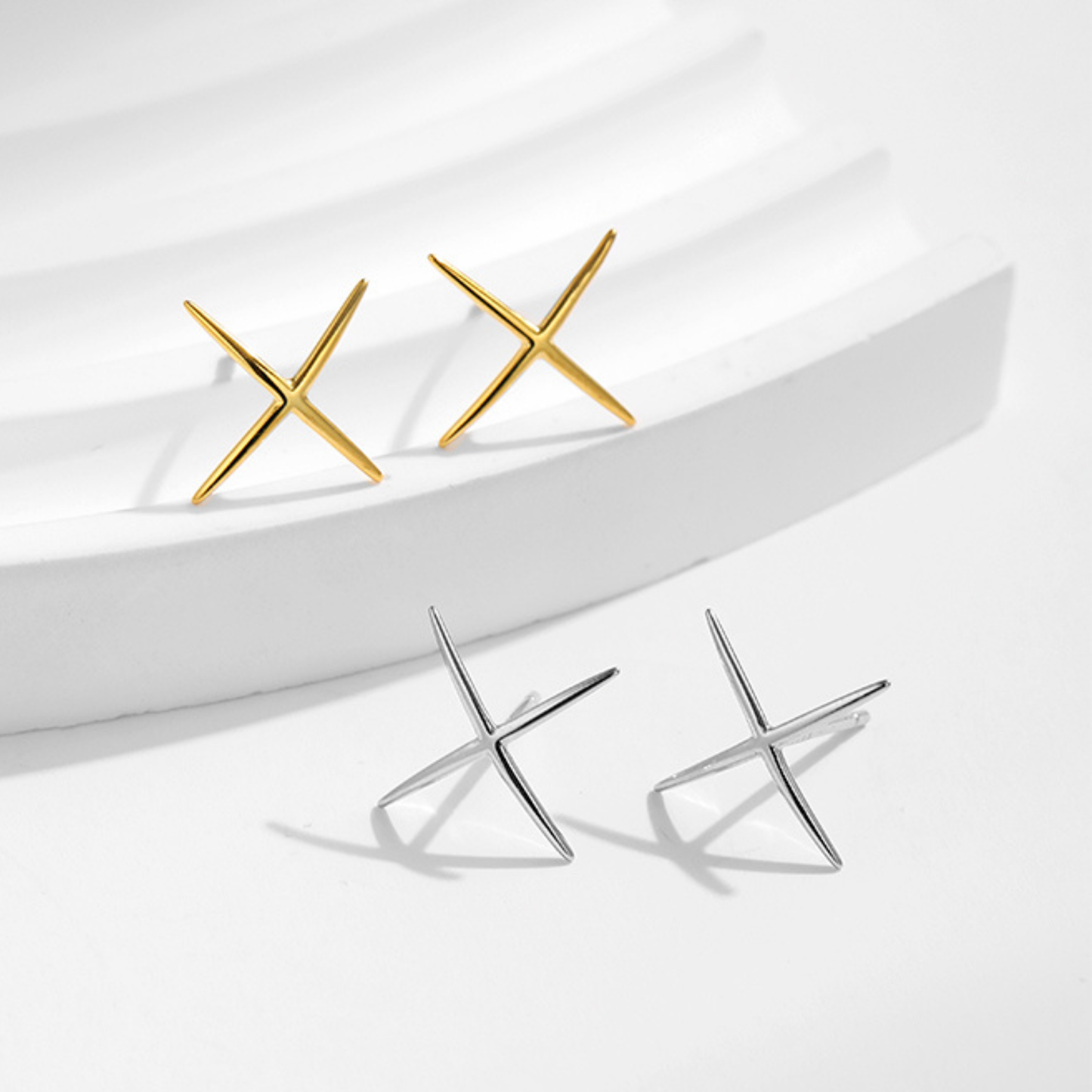 X Lines Minimalist Stud Earrings