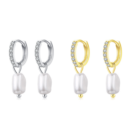 Irregular Baroque Pearl Hoop Earrings