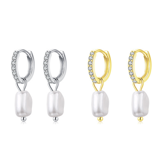 Irregular Baroque Pearl Hoop Earrings