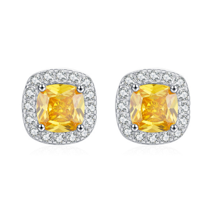 Yellow Sparkling Cubic Zirconia Stud Earrings
