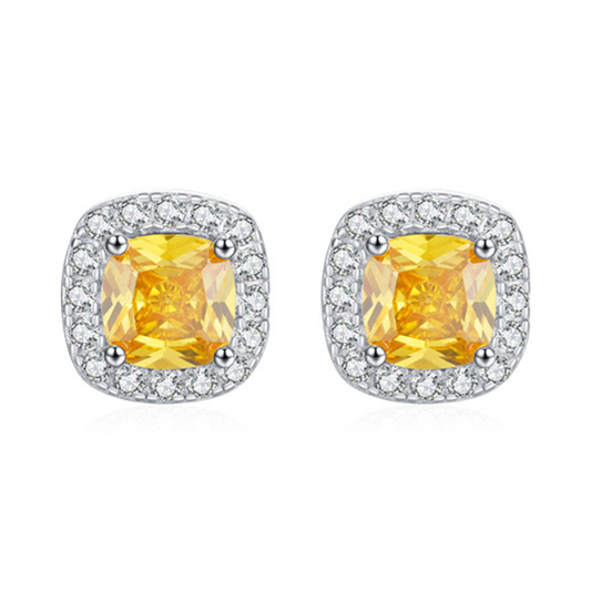 Yellow Sparkling Cubic Zirconia Stud Earrings