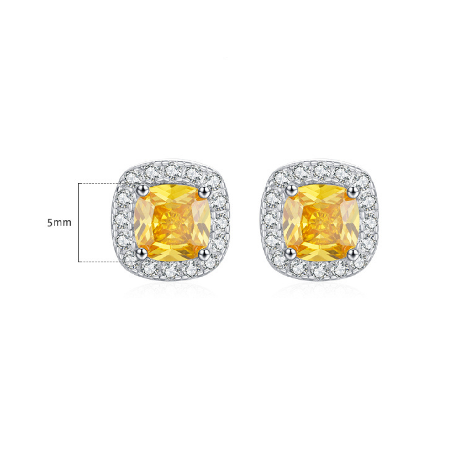 Yellow Sparkling Cubic Zirconia Stud Earrings