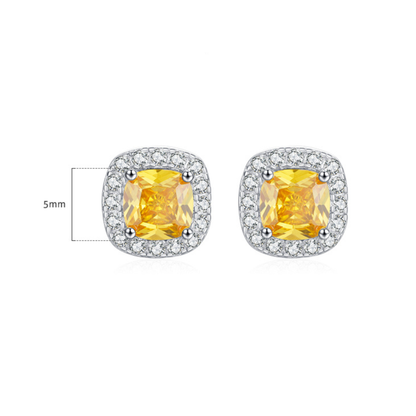 Yellow Sparkling Cubic Zirconia Stud Earrings
