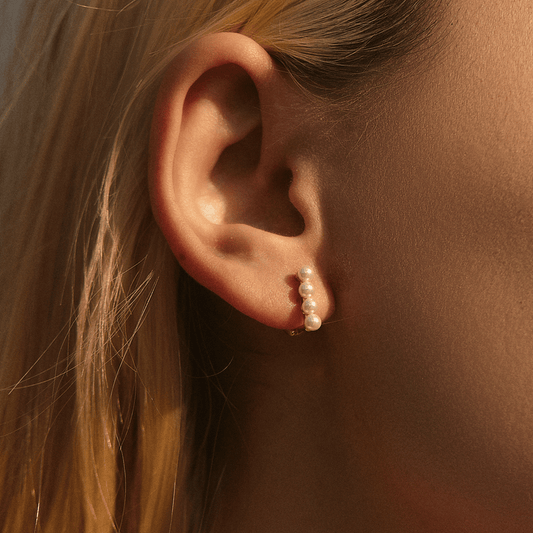 Shell Pearl Geometric Ear Buckles