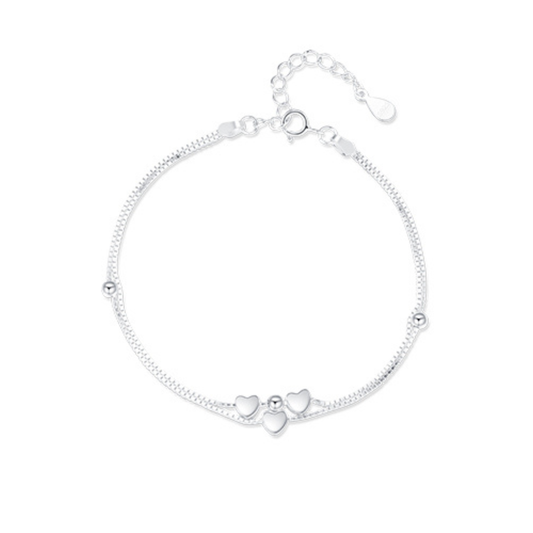 Double Layer Hearts To Heart Bracelet