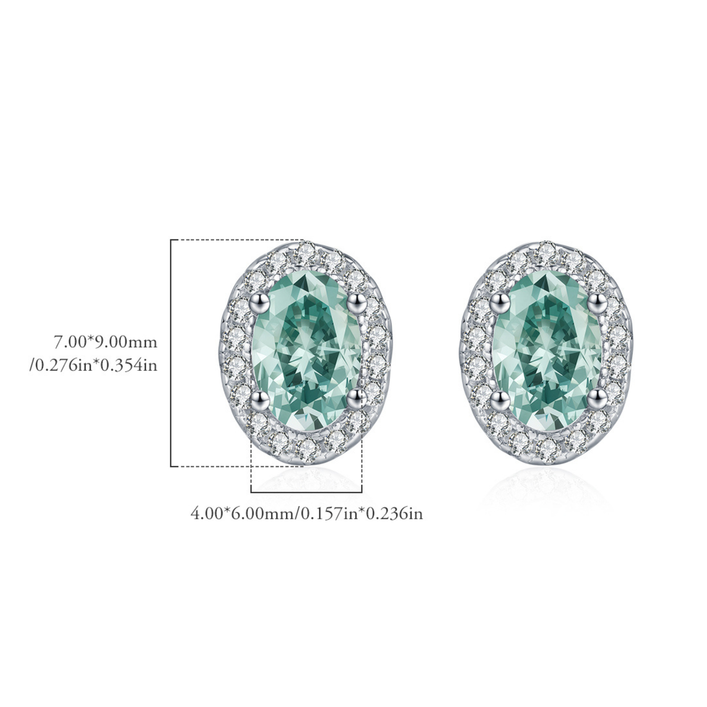 Green Moissanite Halo Earrings