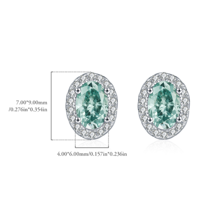 Green Moissanite Halo Earrings