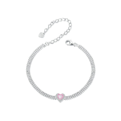 Pink Heart and Green Ice Flower Bracelet MARCOSELLE