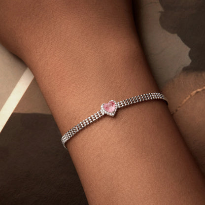 Pink Heart and Green Ice Flower Bracelet MARCOSELLE