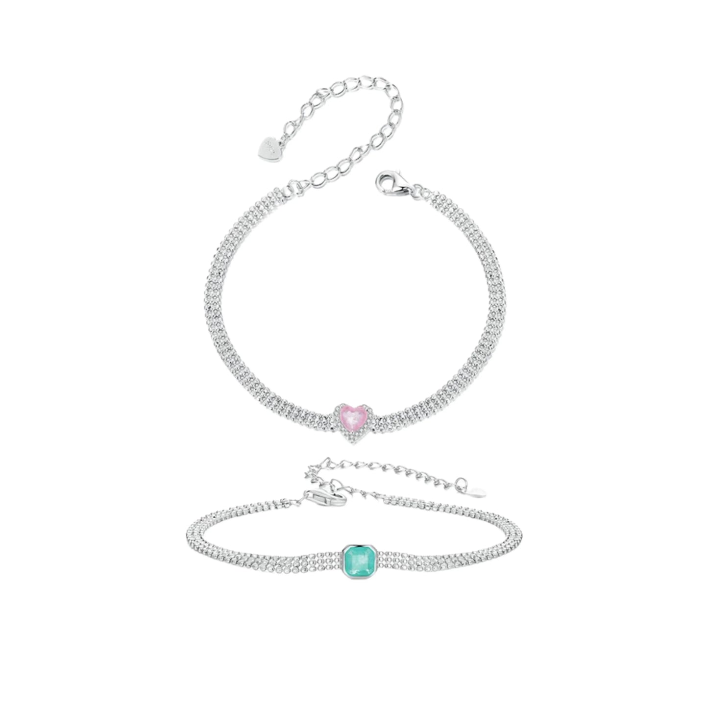 Pink Heart and Green Ice Flower Bracelet MARCOSELLE