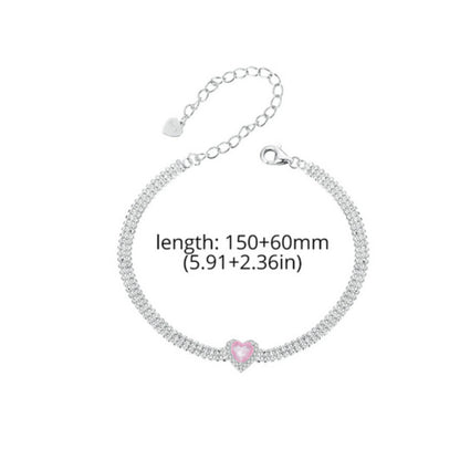 Pink Heart and Green Ice Flower Bracelet MARCOSELLE