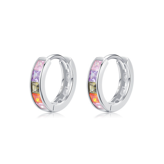 Colorful Zirconia Hoop Earrings