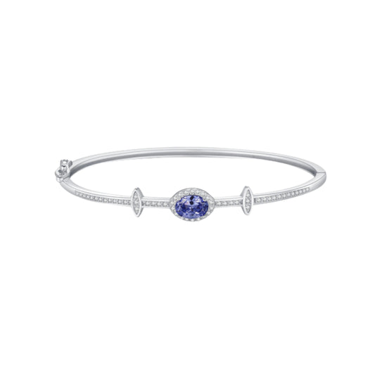 Oval Halo Tanzania CZ Bangle Bracelet - MARCOSELLE