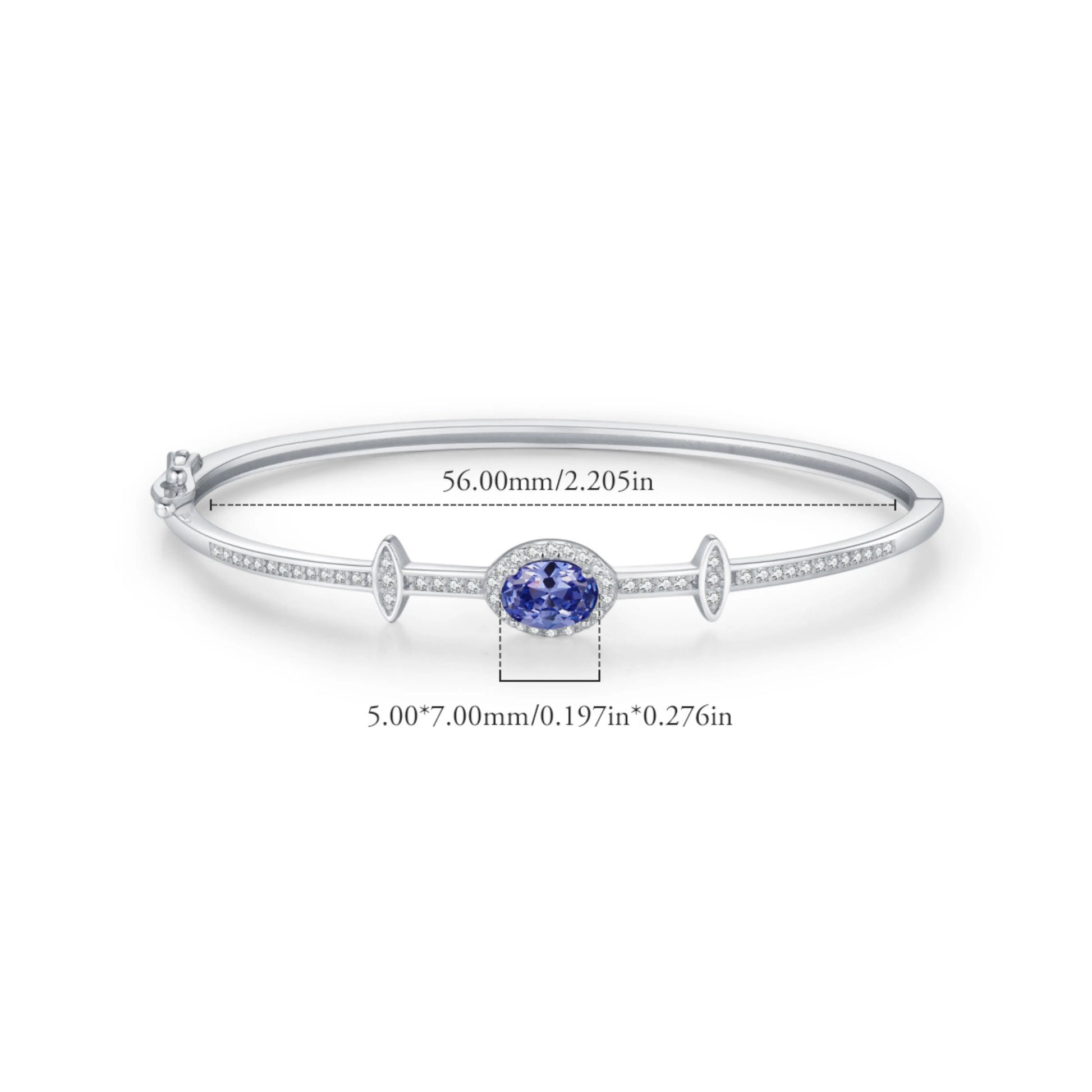 Oval Halo Tanzania CZ Bangle Bracelet - MARCOSELLE