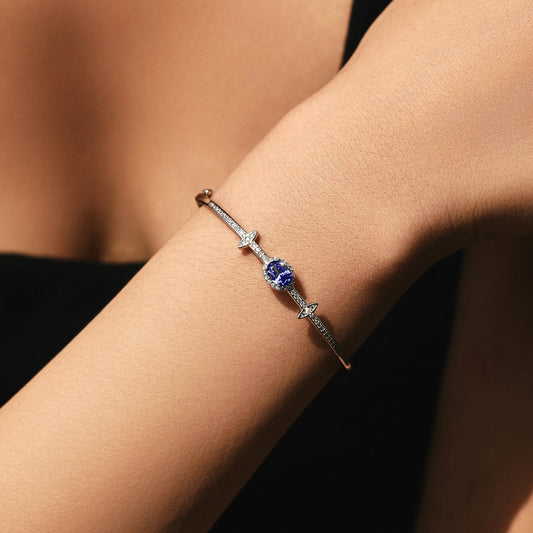 Oval Halo Tanzania CZ Bangle Bracelet - MARCOSELLE