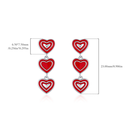 Red Enamel Heart Stud Earrings