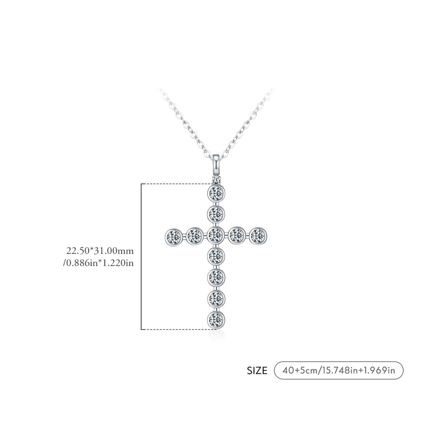 Moissanite Bezel Cross Necklace MARCOSELLE