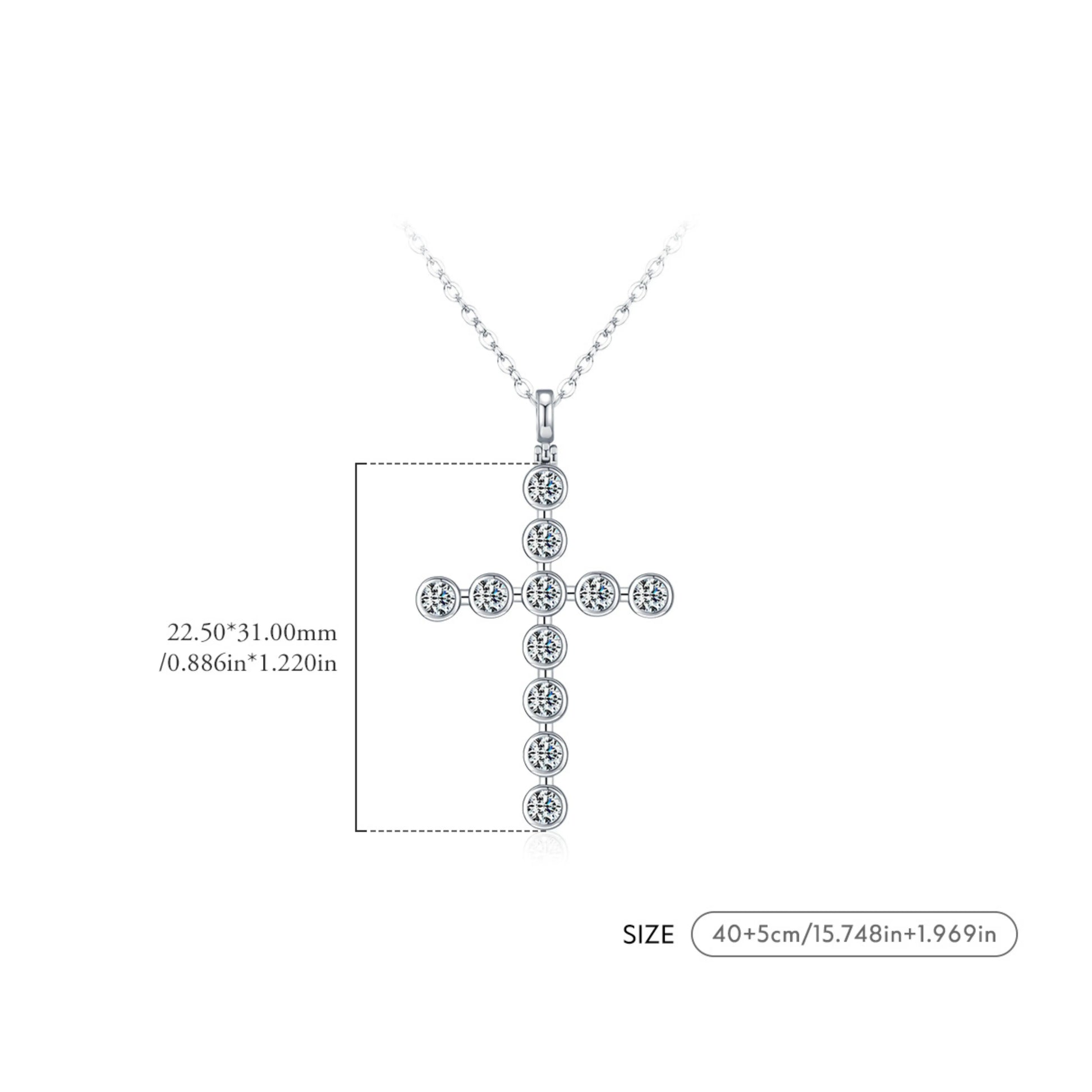 Moissanite Bezel Cross Necklace MARCOSELLE