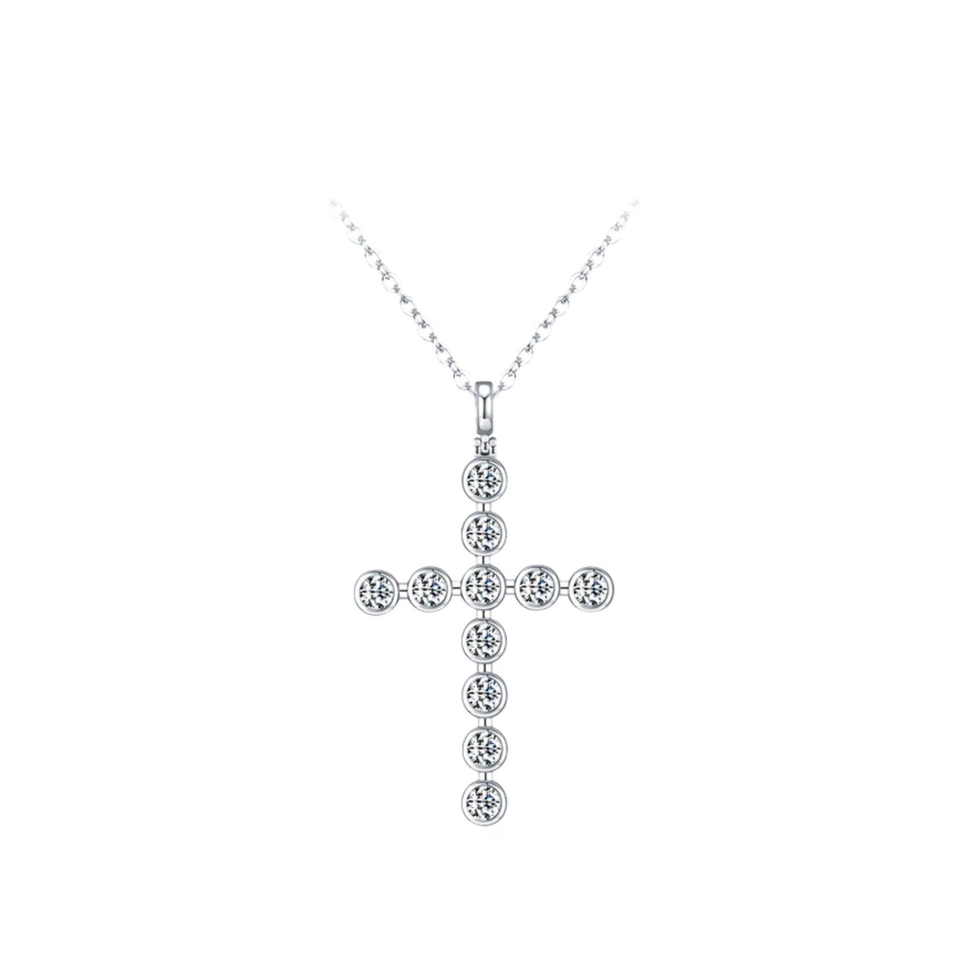 Moissanite Bezel Cross Necklace MARCOSELLE