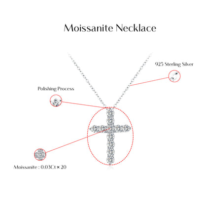 D Color Moissanite Cross Necklace MARCOSELLE
