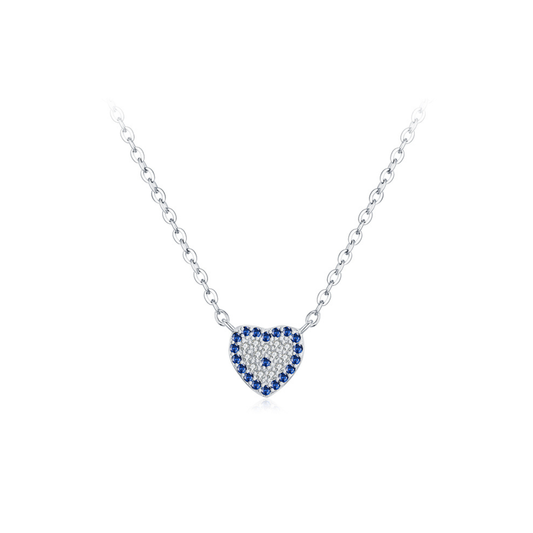Blue Zircon Heart Pendant Necklace