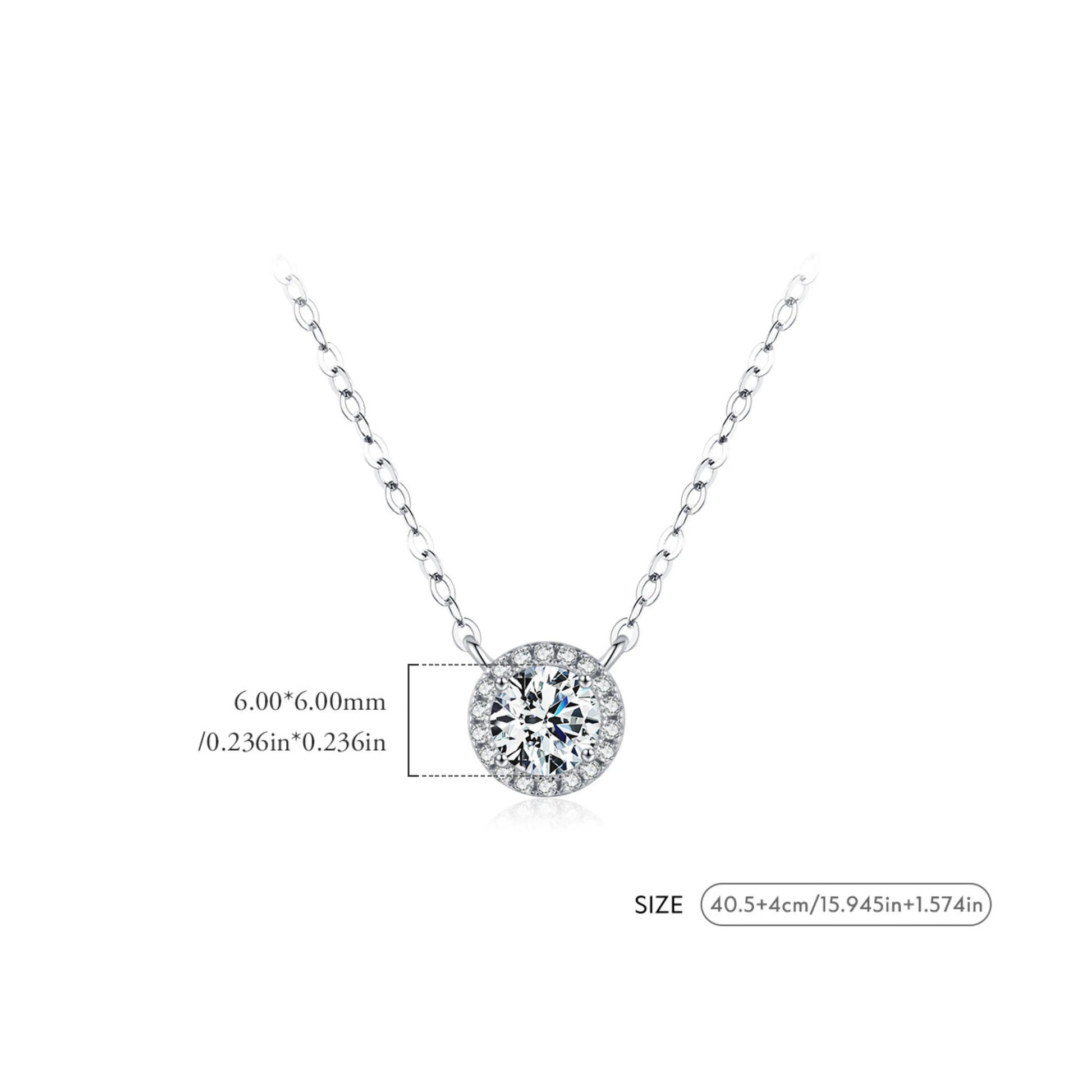 Classic Halo Moissanite Pendant Necklace MARCOSELLE