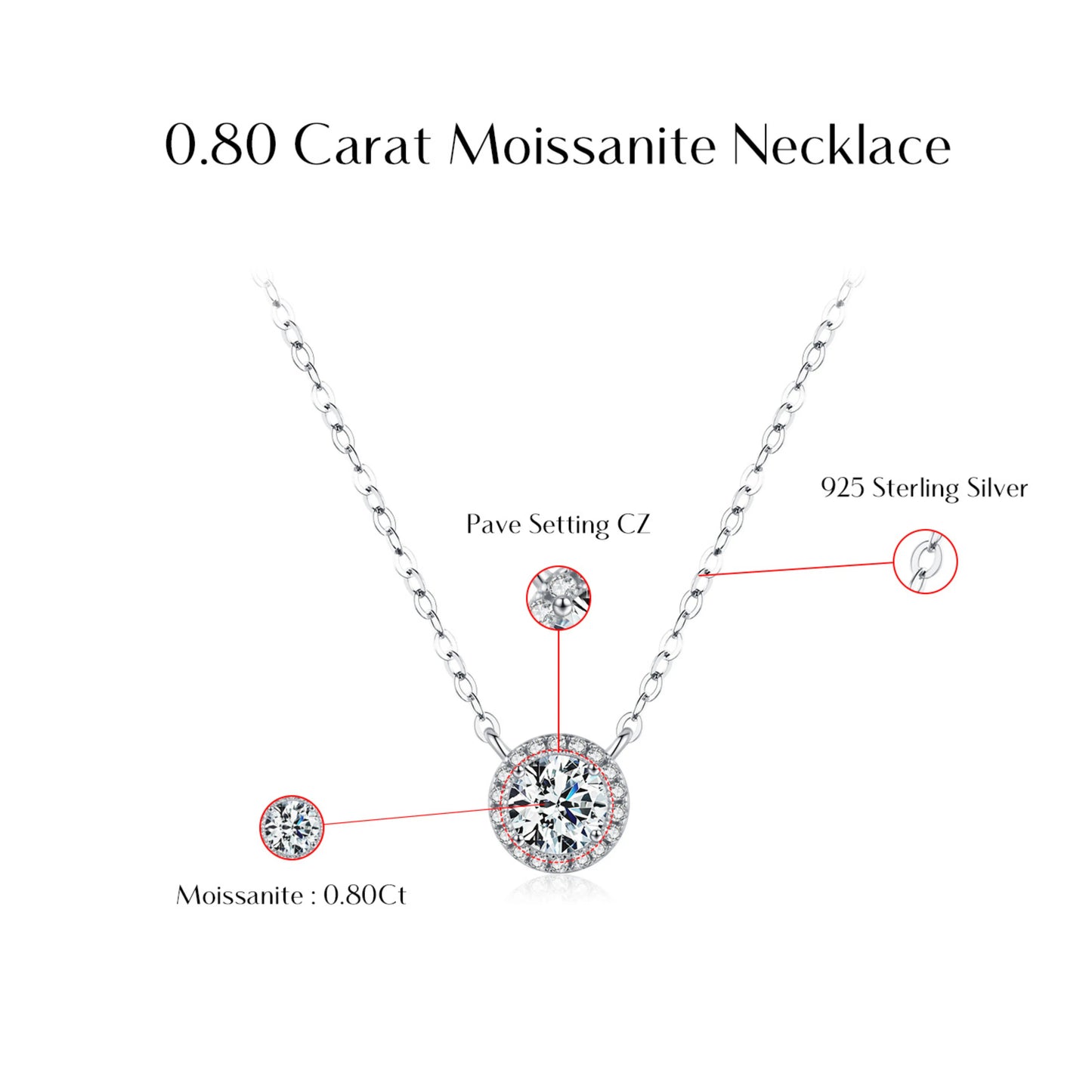 Classic Halo Moissanite Pendant Necklace MARCOSELLE