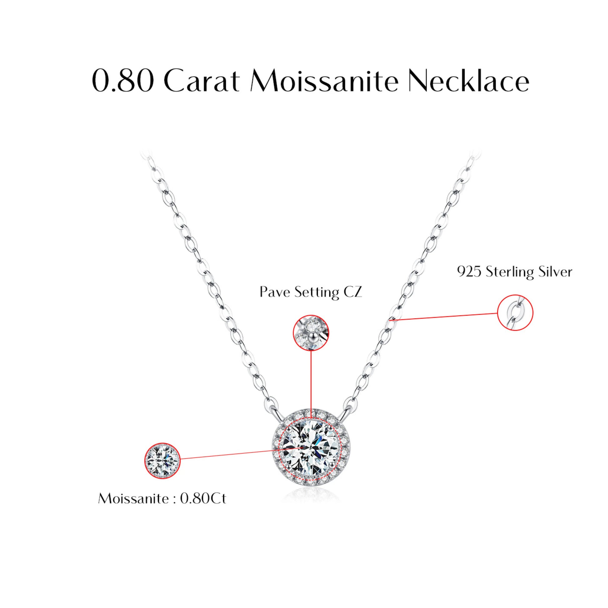 Classic Halo Moissanite Pendant Necklace MARCOSELLE