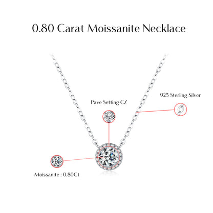 Classic Halo Moissanite Pendant Necklace MARCOSELLE