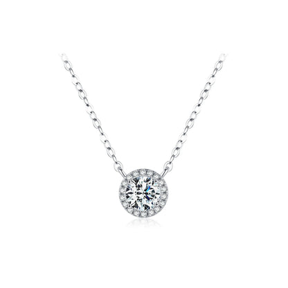 Classic Halo Moissanite Pendant Necklace MARCOSELLE