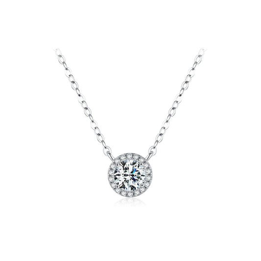 Classic Halo Moissanite Pendant Necklace MARCOSELLE