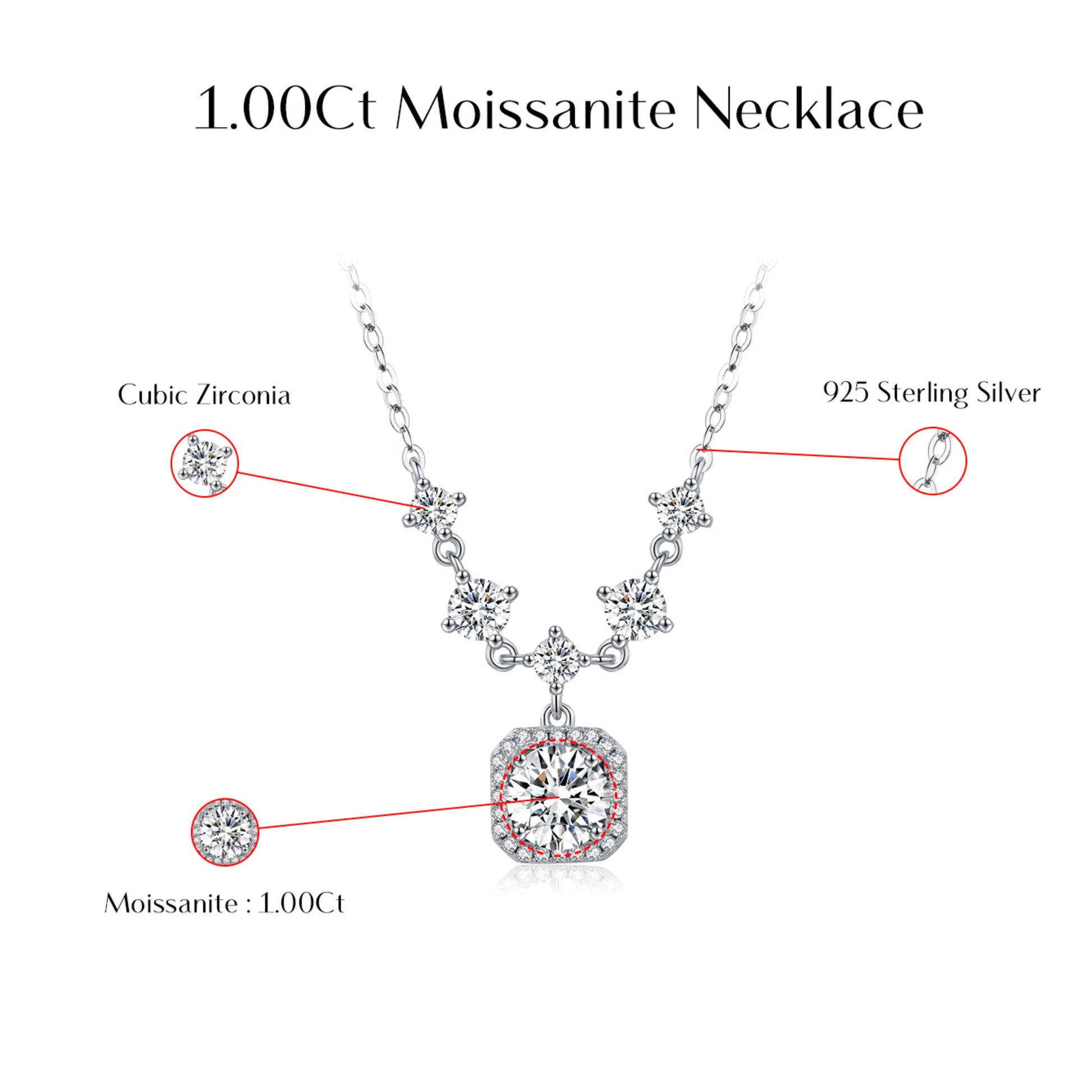 1CT D Color Moissanite Necklace MARCOSELLE