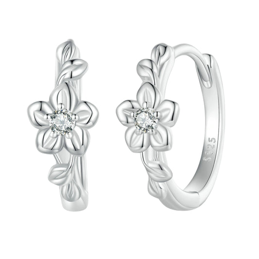 Flower and Vine Zircon Hoop Earrings - MARCOSELLE