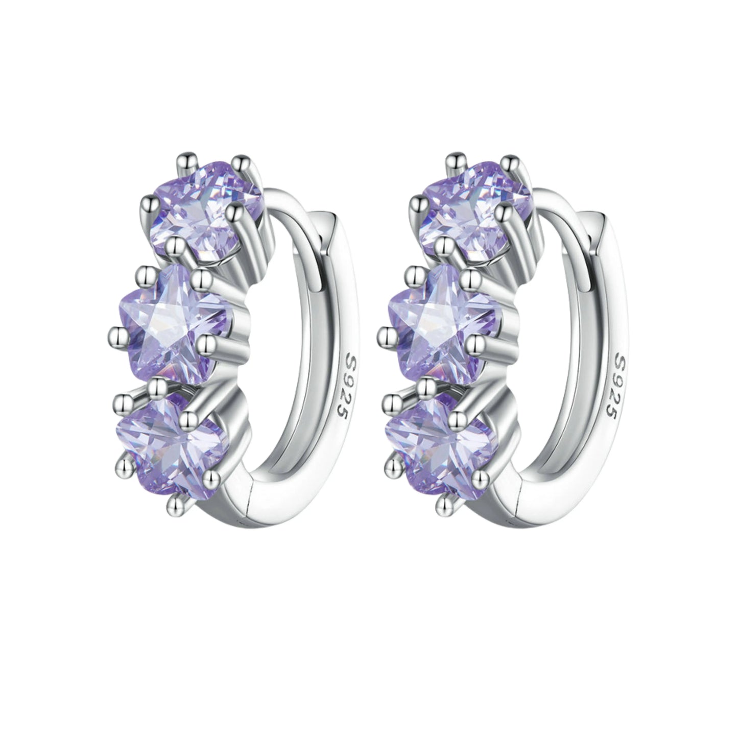 Purple Zircon Star & Flower Hoop Earrings - MARCOSELLE