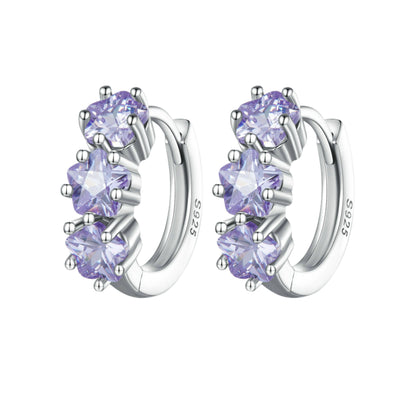 Purple Zircon Star & Flower Hoop Earrings - MARCOSELLE