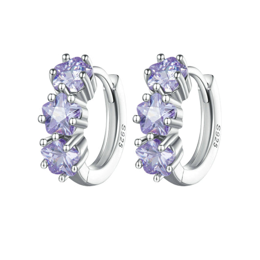 Purple Zircon Star & Flower Hoop Earrings - MARCOSELLE