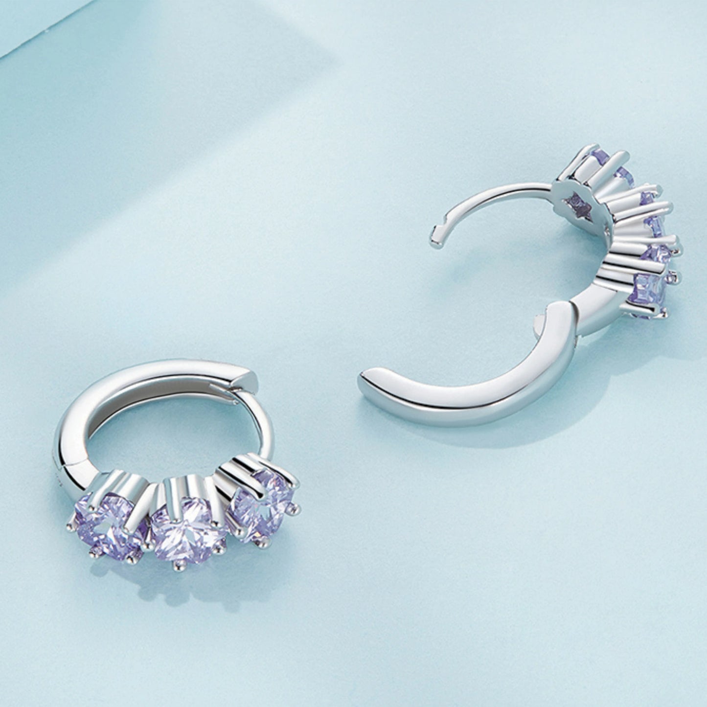 Purple Zircon Star & Flower Hoop Earrings - MARCOSELLE