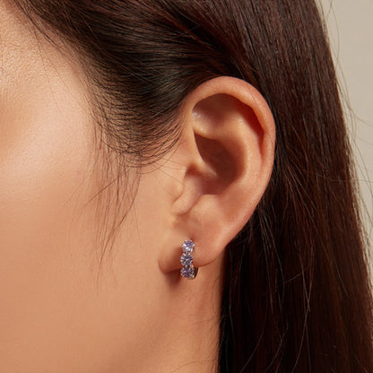 Purple Zircon Star & Flower Hoop Earrings - MARCOSELLE
