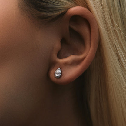 Pear Cut Moissanite Stud Earrings - MARCOSELLE