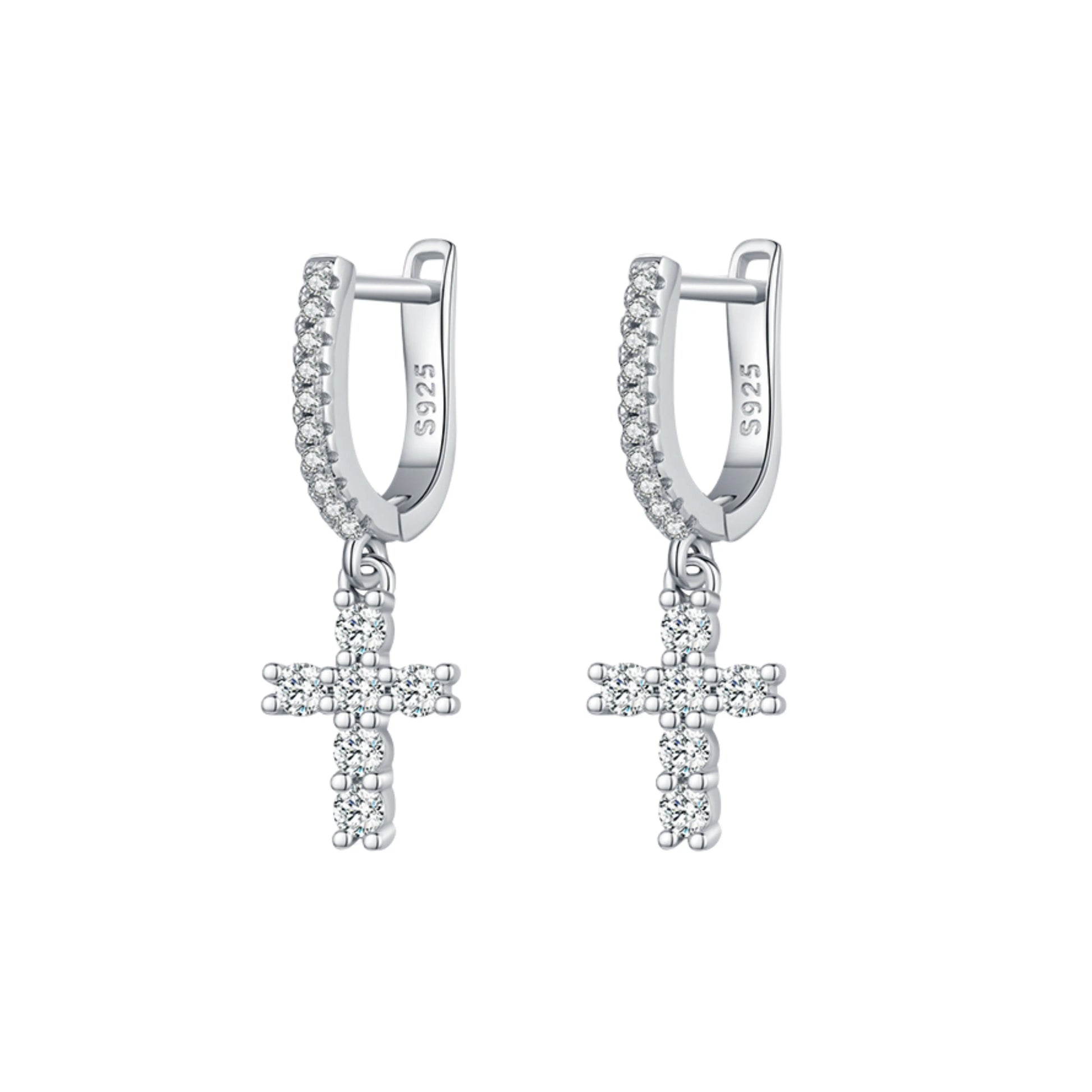 Cross Dangle Hoop Earrings - MARCOSELLE