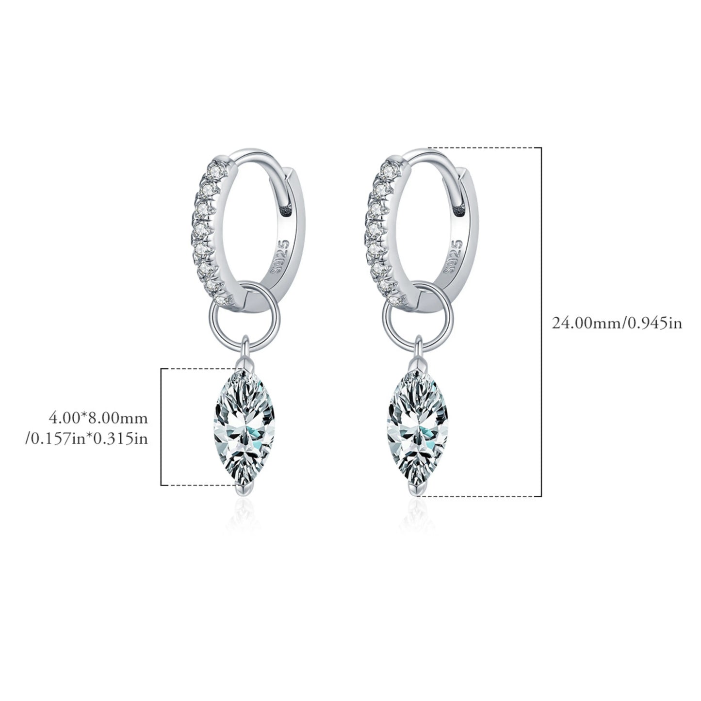 Rhombic Moissanite Hoop Earrings - MARCOSELLE